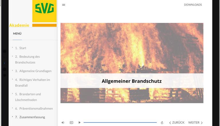 Jährliche Online-Unterweisung zum Thema Brandschutz